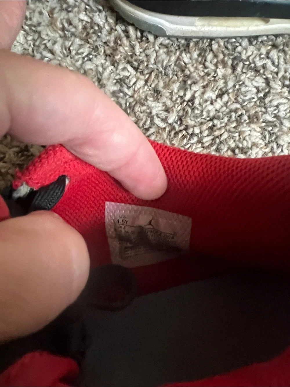 Nike Jordans Kids Black and Red Strap Sneakers with Elephant Print